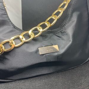 Black Women's Bag with Gold Chain